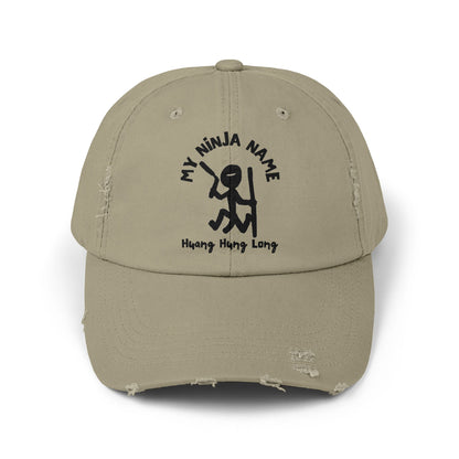 Wang Hung Long My Ninja Name Unisex Distressed Cap